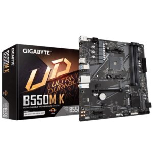 Gigabyte GA-B550M-K, Micro ATX, AMD AM4, 4xDDR4, 2xM.2, 4xSATA 6Gb/s, RAID, 2xPCIe, 1xHDMI, 1xDP, GbE LAN, 4xUSB2.0, 4xUSB3.0, 3 Year Warranty