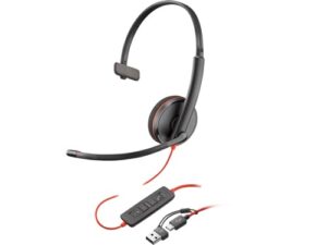 HP/Poly 8X214AA, Blackwire C3210 UC, Wired Mono Headset, USB-C/A + 3.5mm, Black, 2 Year Warranty