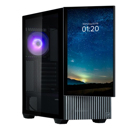 Zalman Z10 DS BLACK, Detachable 15.6" FHD Screen, Mid-Tower, Tempered Glass, Drive Bays: 2x Combo (3.5" or 2.5"), 2x2.5", Expansion Slot: 7, Motherboard Support: ATX / mATX / Mini-ITX, Pre-Installed Fan: 2x120mm(No LED)/1x120mm ARGB, 1 Year Warranty
