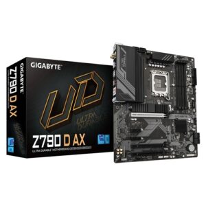 Gigabyte Z790 D AX, ATX, Intel LGA 1700, 4x DDR5 RAM, 3xM.2, 4xSATA, RAID, 2x PCI-E, GbE LAN, Wireless AX+Bluetooth, 6xUSB 3.2, 2xUSB-C, 2x USB 2.0, 3 Year Warranty