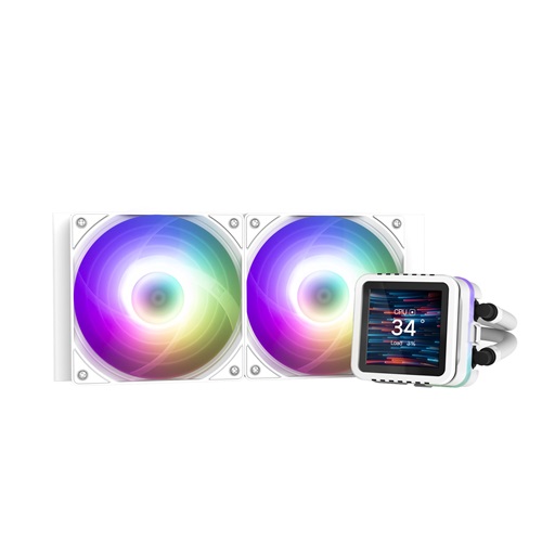 Zalman ALPHA2 DS A24 WHITE, CPU Liquid Cooler with 2.73’’ IPS LCD Screen, 2x120mm ARGB Fan, Socket: Intel LGA 1851/1700/1200/115X, AMD AM5/AM4, 5 Year Warranty