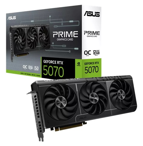 Asus PRIME-RTX5070-O12G, NVIDIA GeForce RTX 5070 OC Edition, 12GB GDDR7, Core Clock: 2587MHz, Cuda Cores: 6144, 1xHDMI, 3xDP, PSU:750W, PCIe5.0, 3 Year Warranty