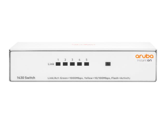 Aruba R8R44A, Instant On 1430 Unmanaged Switch, 5x Gigabit RJ45 Ports, Limited Lifetime Warranty