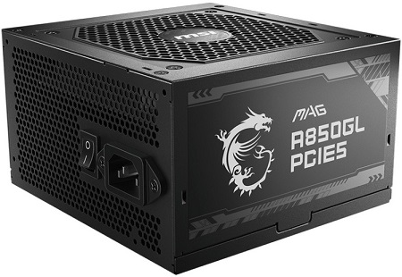 MSI MAG A850GL, 850W, 80 Plus Gold, Fully-Modular, Fan:120mm, ATX, 5 Year Warranty