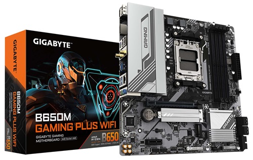 Gigabyte B650M GAMING PLUS WIFI MB, B650, 4x DDR5, 1x PCI-E 4.0 x16, 2x M.2, 4x SATA, 3x USB 3.2, 1x USB-C 3.2, 2x DisplayPort 1.4, 1x HDMI 2.1, Micro ATX, WIFI 6E, BT 5.3, 2.5GbE LAN, Smart Fan 6, Q-Flash Plus, 3 Year Warranty