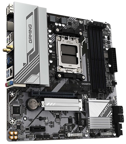 Gigabyte B650M GAMING PLUS WIFI MB, B650, 4x DDR5, 1x PCI-E 4.0 x16, 2x M.2, 4x SATA, 3x USB 3.2, 1x USB-C 3.2, 2x DisplayPort 1.4, 1x HDMI 2.1, Micro ATX, WIFI 6E, BT 5.3, 2.5GbE LAN, Smart Fan 6, Q-Flash Plus, 3 Year Warranty - Image 3