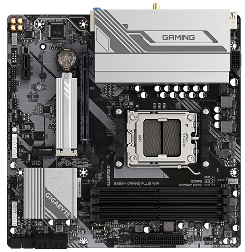 Gigabyte B650M GAMING PLUS WIFI MB, B650, 4x DDR5, 1x PCI-E 4.0 x16, 2x M.2, 4x SATA, 3x USB 3.2, 1x USB-C 3.2, 2x DisplayPort 1.4, 1x HDMI 2.1, Micro ATX, WIFI 6E, BT 5.3, 2.5GbE LAN, Smart Fan 6, Q-Flash Plus, 3 Year Warranty - Image 5