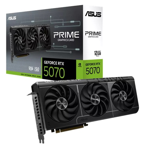 Asus PRIME-RTX5070-12G, Nvidia GeForce RTX 5070, 12GB GDDR7, Core Clock: TBD, Cuda Cores: 6144, 1xHDMI, 3xDP, PSU: 750W, PCIe5.0, 3 Year Warranty