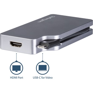 Startech CDPVDHDMDPSG, A/V Adapter, 1 x24-Pin USB-C Male, 1x25-Pin DVI-D Female, 1x19-pin HDMI Female, 1x20-Pin Mini DP Female, 1x15-pin HD-15 VGA Female, Space Gray, 3 Year Warranty - Image 3