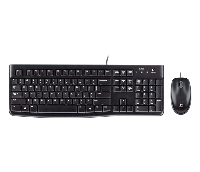 Logitech 920-002586, MK120 Keyboard and Mouse Combo, USB, Wired, 3 Year Warranty