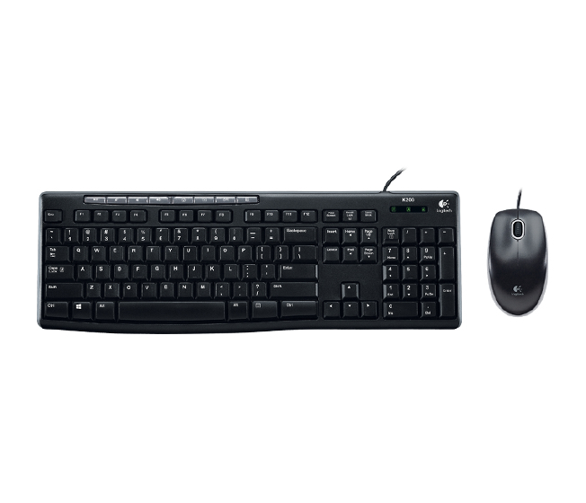 Logitech 920-002693, MK200 Keyboard and Mouse Combo, 1000dpi, USB, Wired, Black, 3 Year Warranty