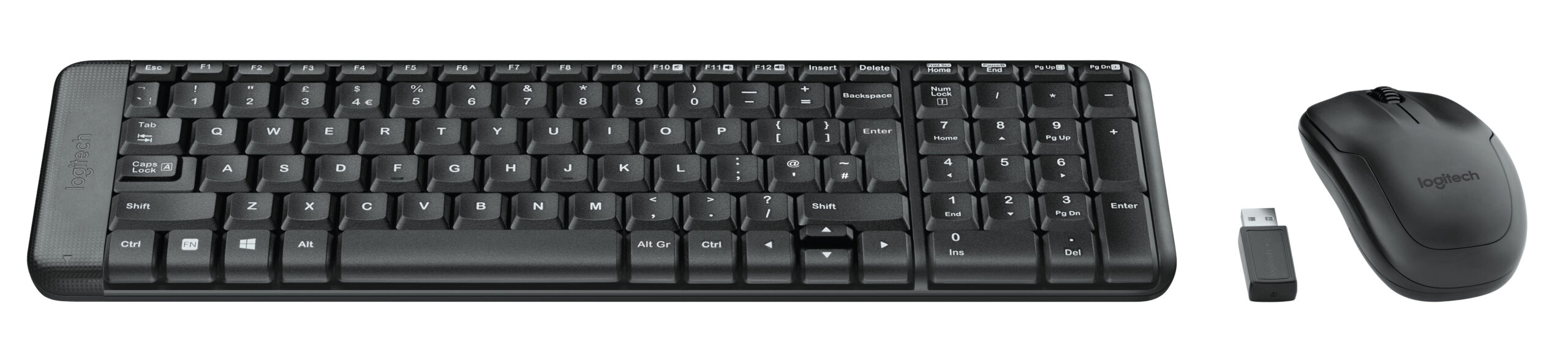 Logitech 920-003235, MK220 Wireless Keyboard and Mouse Combo, Much smaller design, same keys 2.4 GHz 128-bit AES encryption Fewer battery hassles, 3 Years