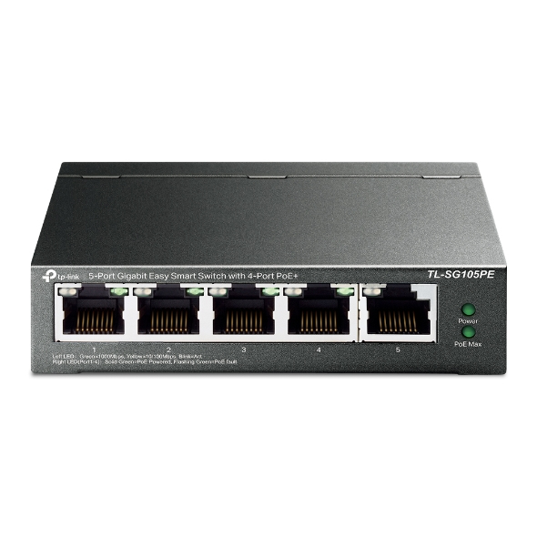 *Sale till 16th MAY* TP Link TL-SG105PE, 5-Port Gigabit Easy Smart Switch with 4-Port PoE+, 5 Years Warranty
