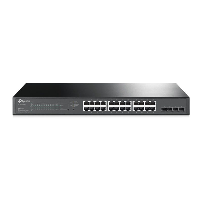 TP Link TL-SG2428P, JetStream 28-Port Gigabit Smart Switch with 24-Port PoE+ Fanless 41.7Mpps Support Omada SDN, 802.1p CoS/DSCP QOS, Rack Mountable, 5 Years Warranty