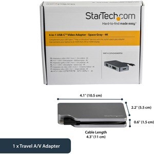 Startech CDPVDHDMDPSG, A/V Adapter, 1 x24-Pin USB-C Male, 1x25-Pin DVI-D Female, 1x19-pin HDMI Female, 1x20-Pin Mini DP Female, 1x15-pin HD-15 VGA Female, Space Gray, 3 Year Warranty - Image 9