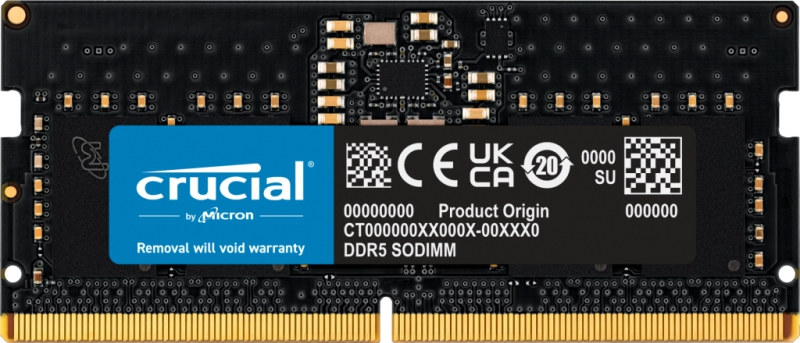 Crucial CT8G48C40S5, SODIMM, DDR5 8GB(1x8GB), 4800MHz, CL40, 1.1V, Black, Limited Lifetime Warranty
