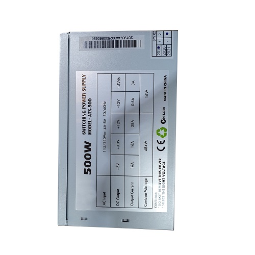 ACase CE500W, 500W, 2x IDE, 2x SATA, CPU-4P, FDD-4P, PCI-E 6P, 20+4P, 220V/MALE+I/O, With safety australia power cord (015), 1 Year *OEM NO RETAIL BOX* - Image 2