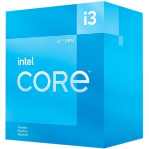 Intel BX8071512100F, Core i3-12100F, LGA 1700 Socket, 4 Cores, 8 Threads, Base: 3.3GHz, Turbo: 4.3GHz, Cache: 12MB, TDP: 60W, 3 Year Warranty. NOTE: This CPU does not have an Integrated GPU, so a dedicated Video Card is required.