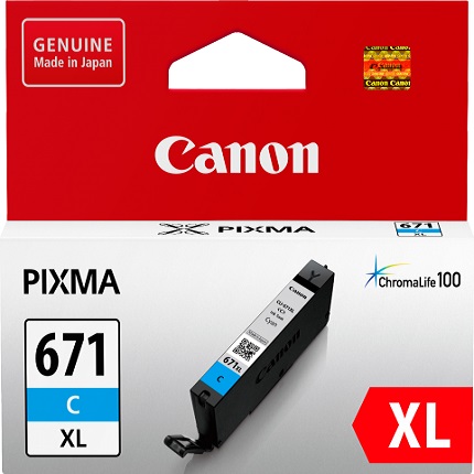Canon CLI671XLC, High Capacity Cyan Ink Tank to suit MG5760, MG6860, MG7760