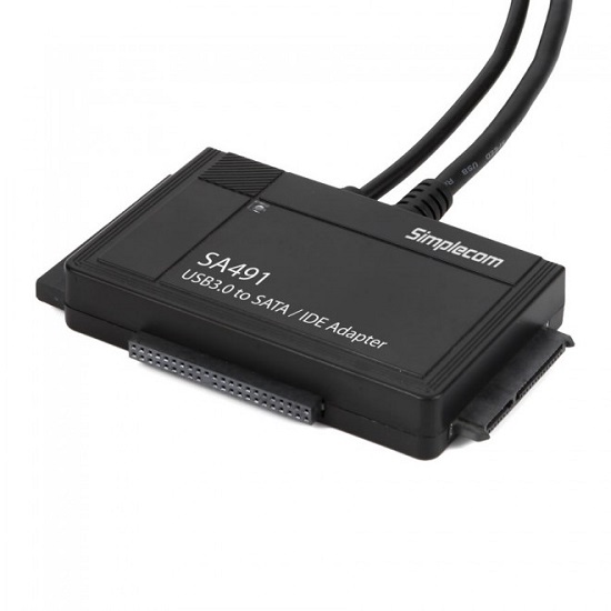 Simplecom SA491 3-IN-1 USB 3.0 TO 2.5", 3.5" & 5.25" SATA/IDE Adapter with Power Supply, 1 Year Warranty