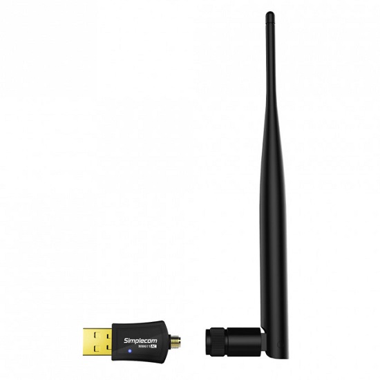 Simplecom NW611, AC600 Dual-Band USB WiFi Adapter with 5dBi High Gain Antenna, 1 Year