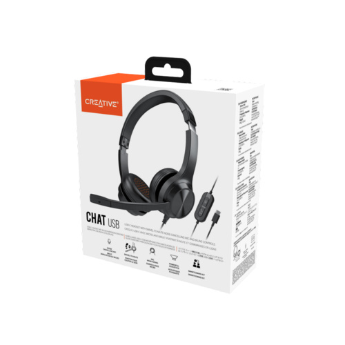 Creative 90048385, Chat USB Headset, Stereo, On-ear, Wired, Cable Length: 2.1m, USB-C, Black, 1 Year Warranty - Image 4
