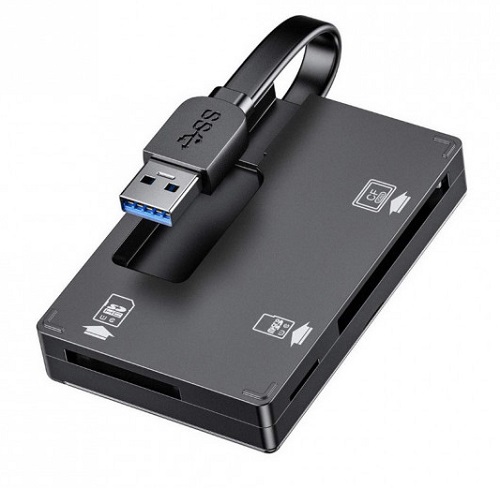 Simplecom CR309 3-Slot SuperSpeed USB 3.0 Card Reader with Card Storage Case, 1 Year Warranty