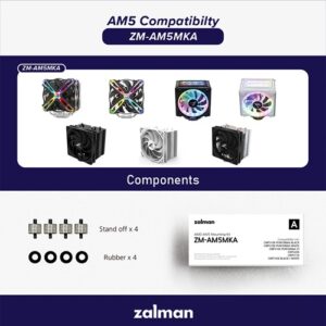 Zalman ZM-AM5MKA, AMD AM5 Kit for Zalman CPU Air Cooler Fans, Stand Off x4, Rubber x4, 1 Year Warranty