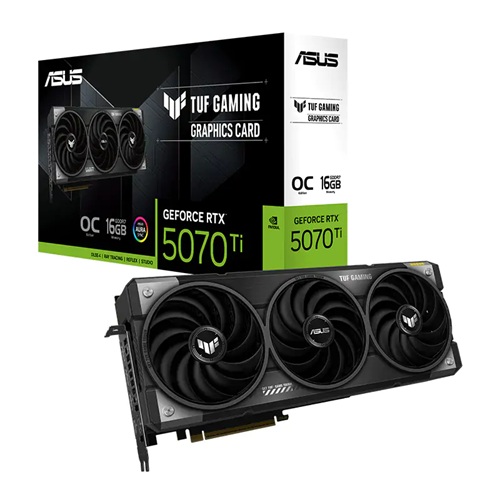 Asus TUF-RTX5070TI-O16G-GAMING, Nvidia GeForce RTX 5070 Ti OC, 16GB DDR7, Core Clock: TBD, Cuda Core: 8960, 2xHDMI, 3xDP, PSU: 850W, PCIe 5.0, 3 Year Warranty