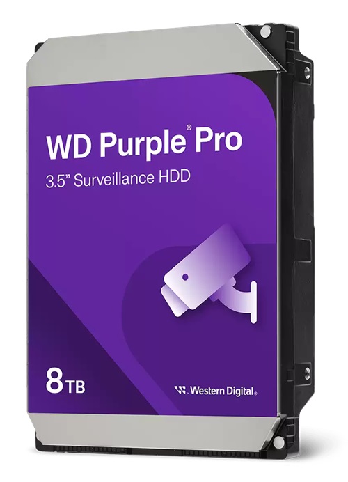 Western Digital WD8002PURP, WD Purple Pro 8TB 3.5" Surveillance HDD 7200RPM 256MB SATA3 245MB/s 550TBW 24x7 64 Cameras AV NVR DVR 2.5mil MTBF, 5 Year Warranty