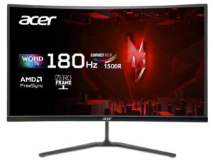 Acer UM.HE0SA.302-RY0, 27", 16:9, WQHD(2560x1440), VA, 1ms, 180HZ, Free Sync, Curved Gaming, HDMI(2.0)x2, DP(1.2)x1, Tilt, Speaker(2Wx2), VESA75x75, 3Year Warranty
