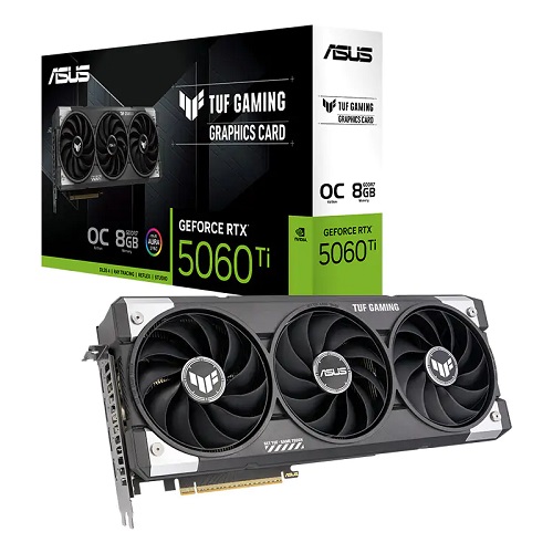 Asus TUF-RTX5060TI-O8G-GAMING, Nvidia GeForce RTX 5060 Ti, 8GB GDDR7, Cuda Core: 4608, 1xHDMI, 3xDP, PSU: 550W, PCIe5.0, ARGB, 3 Year Warranty