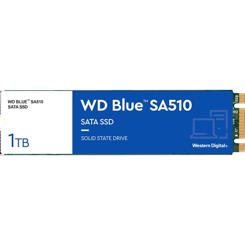 Western Digital WDS100T3B0B-00AXS0, Blue, 1TB M.2 SATA SSD, SATA III (6 Gb/s), Read Speed: 560MB/s, Write Speed: 530W MB/s, 84K IOPS, 400TBW, 5 Year Warranty