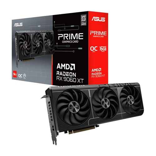 Asus PRIME-RX9060XT-O16G, AMD Radeon RX 9060 XT OC, 16GB GDDR6, Core Clock: TBD, Cuda Core: 2048, 1xHDMI, 2xDP, PSU: 550W, PCIe5.0, 3 Year Warranty
