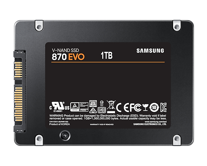 Samsung MZ-77E1T0BW, 870 EVO, 2.5", SATA 6 GB/s, 1TB, Read Speed: 560MB/s, Write Speed: 530MB/s, MTBF: 1.5 Million Hours, 5 Years Warranty - Image 2