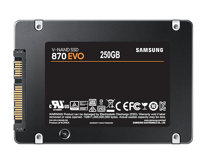 Samsung MZ-77E250BW, 250GB, 870 Evo 2.5"SATA III 6GB/s, V-NAND SSD, Read Speed: 560MB/s/ & Write Speed: 530MB/s, 5 Year Warranty - Image 2