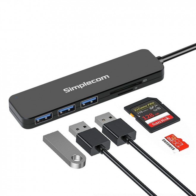 Simplecom CH365, 3x USB3.0 HUB with SD MicroSD Card Reader, Cable Length: 25cm, 1 Year Warranty - Image 3