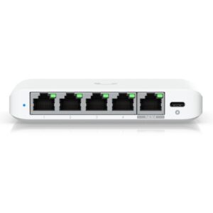 Ubiquiti Flex Mini 2.5G 5, Flex Mini 2.5G 5-Port Managed Network Switch, 4x2.5 GbE Ports, 1x2.5 GbE PoE Input Port for Power, 2 Year Warranty