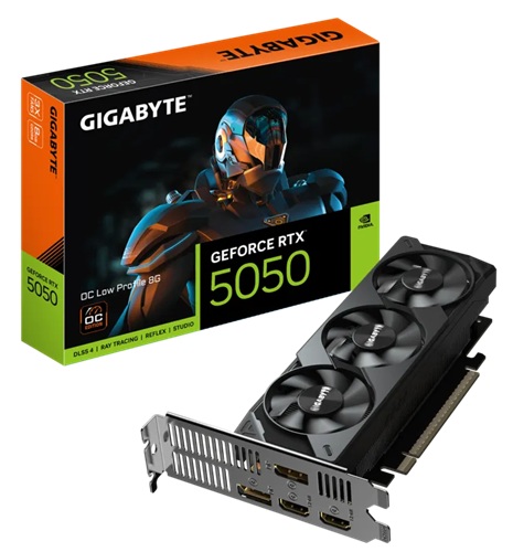 Gigabyte GV-N5050OC-8GL, GeForce RTX 5050 OC Low Profile 8G, 8GB GDDR6, Core Clock: 2587MHz, Cuda Core: 2560, 2xHDMI, 2xDP, PSU: 550W, PCIe5.0, 3 Year Warranty