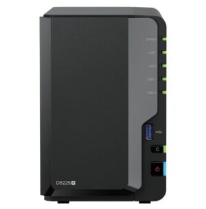 Synology DiskStation DS225+ 2-Bay 3.5" Diskless, Intel Celeron CPU, 2GB RAM, 1x 2.5GbE, 1x 1GbE, 2x USB 3.2