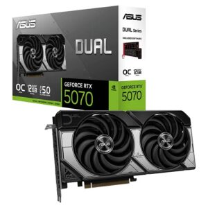 Asus DUAL-RTX5070-O12G, Nvidia GeForce RTX 5070, 12GB GDDR7, Core Clock: 2542MHz, Cuda Core: 6144, 1xHDMI, 3xDP, PSU: 750W, PCIe5.0, 3 Year Warranty