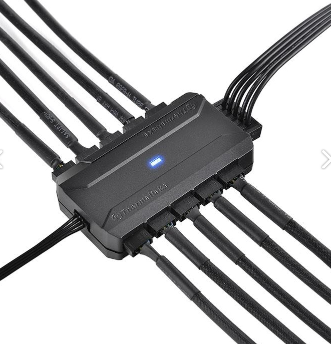 Thermaltake AC-023-AN1NAN-A1, Commander FP – 10 Port Hub for PWM Fans, Support up to 10 Independent Fans, Convenient SATA Power Input, High Quality Symmetrical Design, Neat Cable Management with included beaded cable ties and hook-and-loop, 3-Pin* or 4-Pin; SATA, 1 Year - Image 8