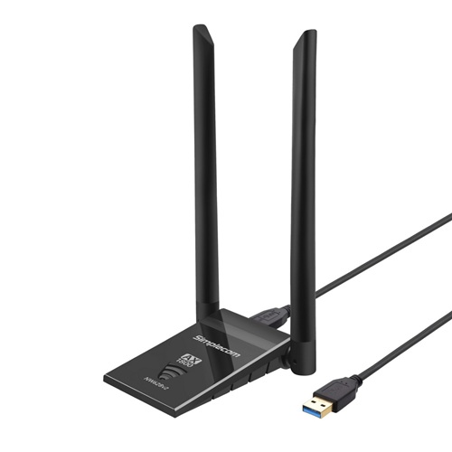 Simplecom NW628v2, AX1800 Dual Band WiFi 6 USB Adapter with 2x 5dBi High Gain Antennas, 1 Year Warranty