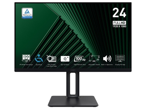 MSI PRO MP245PG, 24" FHD IPS Monitor, 1920x1080, 16:9, 1ms, 100Hz, Adaptive Sync, 1xHDMI, 1xVGA, 1xDP, Speakers, VESA, Height Adjustable, Swivel, Pivot, Tilt, 4 Year Warranty