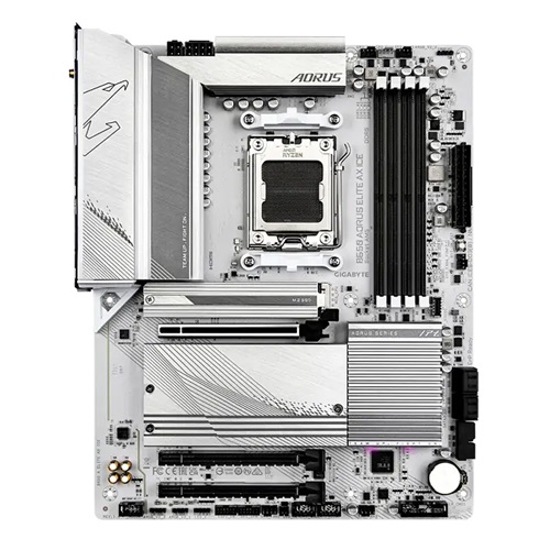 Gigabyte B650 A ELITE AX ICE 1.0, ATX, AMD AM5, 4xDDR5, 2xM.2, 4xSATA 6Gb/s, RAID, 3xPCIe, 1xHDMI, 1xDP, GbE LAN, Wireless AX+Bluetooth, 1xUSB-C, 7xUSB3.0, 4xUSB2.0, 3 Year Warranty - Image 2