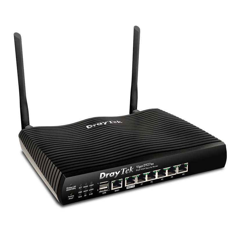 Draytek DV2927AX, Vigor2927AX Multi Wan Broadband Router, Wireless AX, 2xExternal Antennas, MIMO, 5xGbE LAN Port, 1 Year Warranty