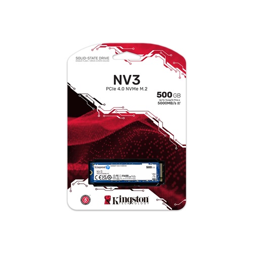 Kingston SNV3S/500G, NV3 M.2 2280 PCIe 4.0 NVMe SSD, 500GB, Read Speed: 5000MB/s, Write Speed: 3000MB/s, MTBF: 2,000,000 Hours, 3 Year Warranty - Image 3