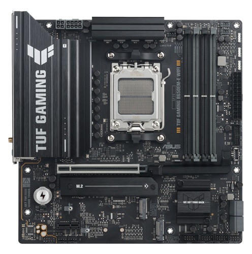 ASUS TUF Gaming B650EM-E WiFi, Micro ATX, AMD AM5, 4xDDR5, 3xM.2, 4xSATA 6Gb/s, RAID, 1xHDMI, 2xDP, 1xPCIe, LAN, Wireless AX+Bluetooth, 1xUSB-C, 7xUSB-A, 3 Year Warranty - Image 2