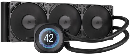 Corsair CW-9061033-WW, NAUTILUS 360 RS LCD Liquid CPU Cooler, 360mm Radiator, Fan: 3x120mm, Airflow: 72.8CFM, Noise: 36dB(A), Compatible: AMD: AM5, AM4 | Intel: 1851, 1700, 5 Year Warranty