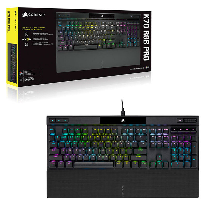 Corsair CH-9109412-NA, K70 Pro Mechanical Gaming Keyboard, USB-A, Wired, Cherry MX Brown, RGB, Black, 2 Year Warranty